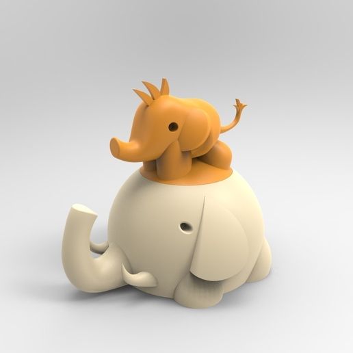 Elephant box child and mother 3D model