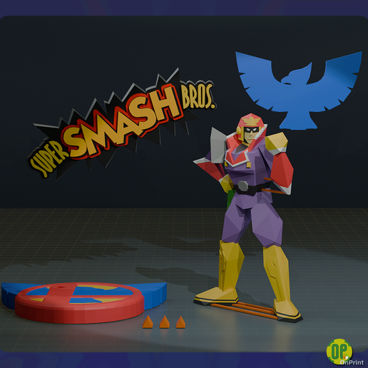 🦸 CAPTAIN FALCON Smash Bros 64 Printable -・ 3D File for 3D