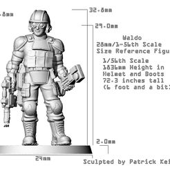 Waldos-28mm-9.jpg Free STL file 28mm / 1-56th Scale Waldo Size Reference Figure With Cockpit・Object to download and to 3D print