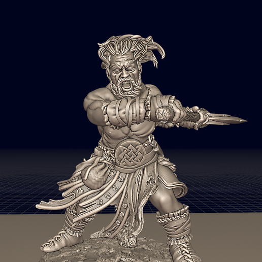 Bloodied Nordic Axe Warrior – Brutal Viking Fighter 3D Printable Figure