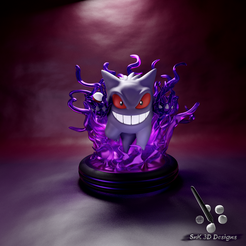 gengar101.png Fichier STL STATUE POKEMON GENGAR・Modèle à imprimer en 3D à télécharger