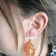 Earring-leaf-3.jpeg STL file Earring - leaf・3D printing idea to download