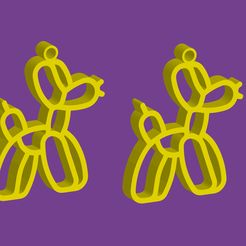 Vista-Previa.jpg Fichier STL Chien en forme de ballon (Boucles d'oreilles)・Modèle pour impression 3D à télécharger