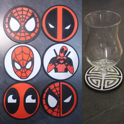 Sans-titre2.png Fichier STL 6 Coaster Deadpool / Spider-Man・Plan imprimable en 3D à télécharger