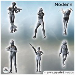 2.jpg Set of six armed rollerblading women with assault rifles and knives (4) - Modern WW2 WW1 World War Diaroma Wargaming RPG Mini Hobby
