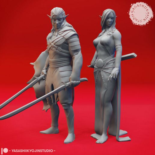 Drow Pair - Tabletop Miniatures