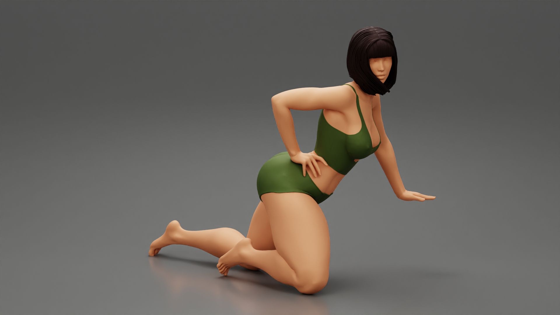 Girl-00.jpg Fichier 3D Fille sexy posant à genoux Modèle d'impression 3D・Objet imprimable en 3D à télécharger, 3DGeshaft