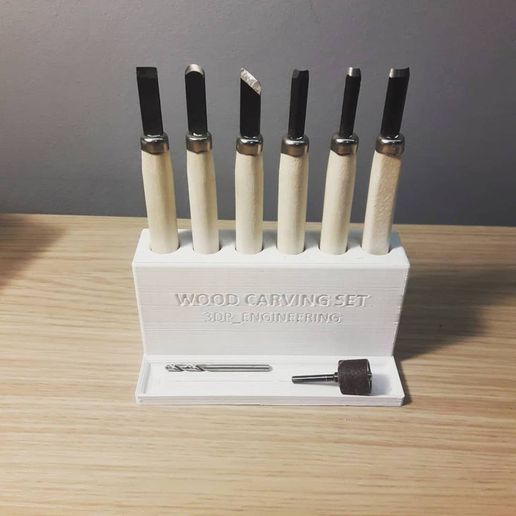 wood carving set stand 3D model