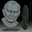 s4.jpg Pope John Paul II portrait low relief for CNC router or 3D printer