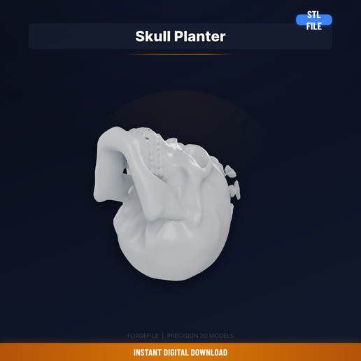 Human Skull Planter Pot, Realistic Detail, Plant Grows - 3D Printable STL File