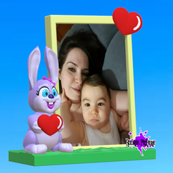 214-sin-título_20230331131112.png STL file Rabbit photo frame・3D printer design to download