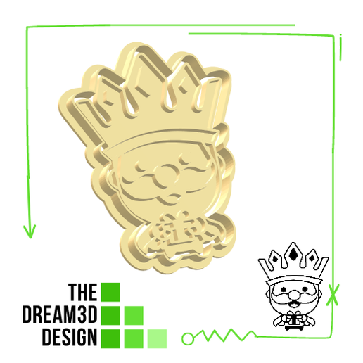 KING-1-CUTTER.png STL file THREE KINGS COOKIES CUTTERS/ REYES MAGOS CORTANTES GALLETAS・3D printing model to download, THEDREAM3DDESIGN