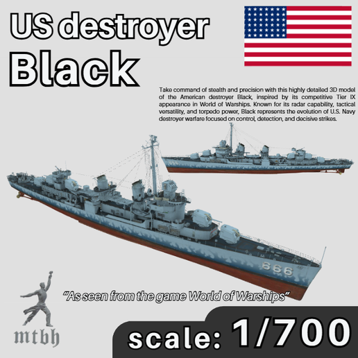 American Destroyer USS Black From World of Warships