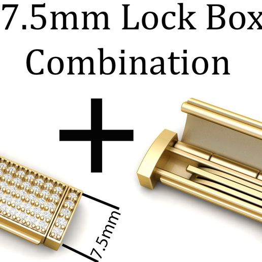 7 and half mm Diamond and Plain Lock Combination 3D model