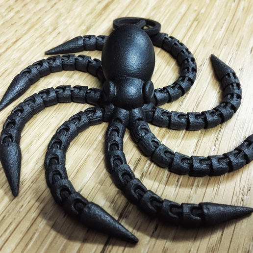 Ball-joint articulated octopus keyring remix 3D model