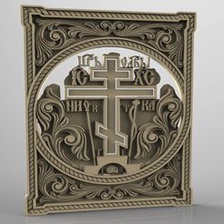 Krest_pod.jpg Free STL file Religious frame cnc art router・Template to download and 3D print