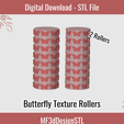 1.png Butterfly Texture Roller Digital STL File for Polymer Clay | DIY Jewelry and Cookie Making Tool