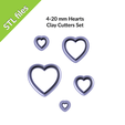 hearts-main-view.png Polymer Clay Cutters, set of five heart-shaped cutters 4mm, 6mm, 10mm, 15mm, 20mm