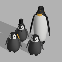 Penguins-All2.png 3MF-Datei Pinguin-Familien-Paket・3D-druckbare Vorlage zum herunterladen