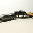 IMG_20230807_224057.jpg 1/64 Scale Greenlight Matchbox Hotwheels 3 CAR TRANSPORT Gooseneck Trailer Truck Transport