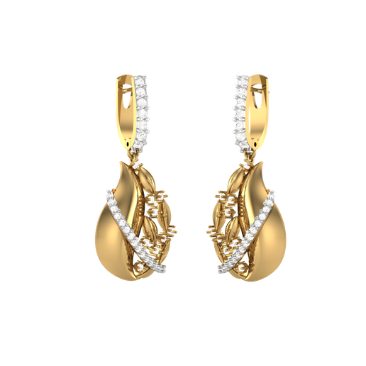 💎 Yellow Gold and Diamond Earrings for Women・ STL File for 3D