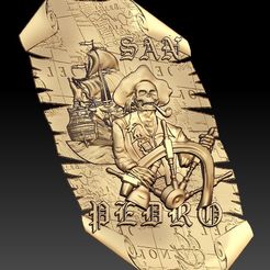119.jpg Free STL file san pedro skull pirate ship boat cnc art frame・Object to download and to 3D print, CNC_file_and_3D_Printing