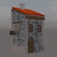 casa-2-pisos-muros-piedra.jpg Fichier STL Maison médiévale avec murs en pierre 2 ÉTAGES・Modèle à imprimer en 3D à télécharger