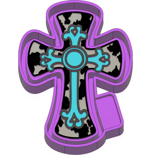 P4061.png Western Cowhide Turquoise Cross Freshie STL Mold Housing