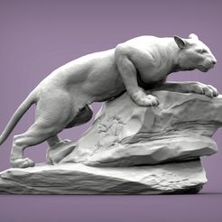 panther-on-stone1.jpg panther on stone 3D print model