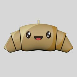 9.jpg STL file Kawaii Croissant Keychain・3D printing template to download