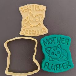 CDDF2359-76A5-45EA-98E8-A932F4399412.jpeg 3D file Mother fluffer cat cookie cutter・Template to download and 3D print