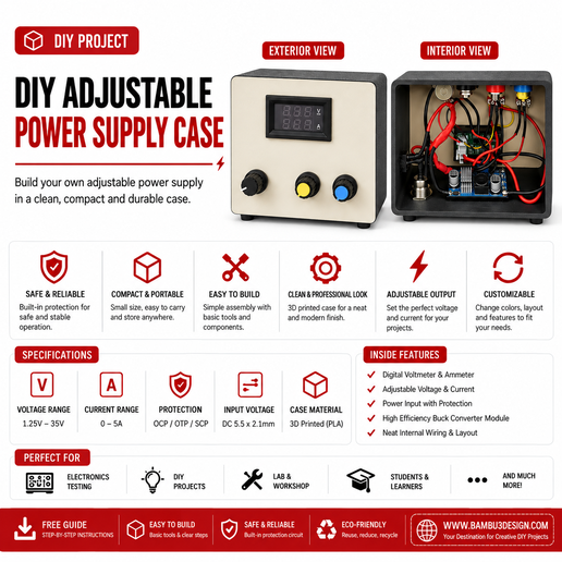 DIY Adjustable Power Supply Case 3D model