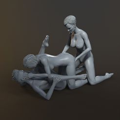 1.jpg Archivo STL LESBIAN THREESOME - NSFW - EROTIC MINIATURE 75 MM SCALE・Modelo para descargar e imprimir en 3D
