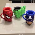 59DCF0DB-ABED-40E6-BC87-578609EE7652_1_105_c.jpeg Set of 3 mugs, cup, glass HULK fist, Captain America & Spiderman / Set de 3 tazas puño HULK, Capitán América & Spiderman