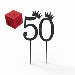 50-corona.jpg STL file 50 Crown Cake Topper・3D printing template to download
