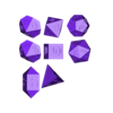 Set Horizontal.stl Polyset Dice (Sharp Edges) - Sci-Fi Font - D2, D4 Crystal, D4, D6, D8, D10, D% Horizontal, D% Vertical, D12 and D20