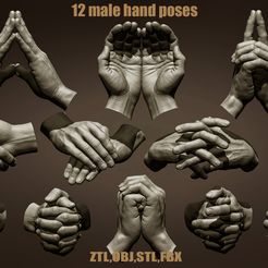 main2.jpg 3D-Datei 12 Männliche Handposen・Vorlage für 3D-Druck zum herunterladen, Daniartist