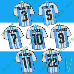 Seleccion-Pack-1.png STL file Argentina National Team Qatar 2022 Shirt Key Rings (Pack 1)・Model to download and 3D print