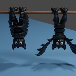 Bat-Hanging-Render.jpg STL file Cute Articulated Bat・3D print design to download, Sardac777