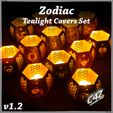 s Set s) eS; 'S \~) SS) Tealight Co Zodiac Tealight Covers - Full Set