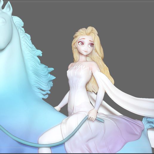 10.jpg -Datei Elsa auf Pferd weißes Kleid FROZEN2 disney Mädchen Prinzessin 3D-Druck Modell herunterladen • 3D-druckbares Design, figuremasteracademy