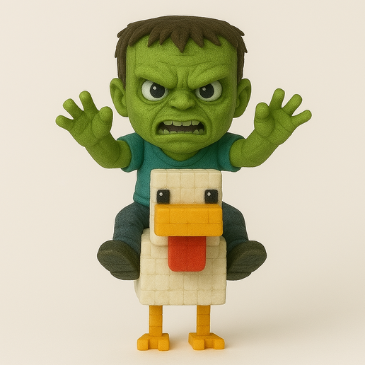 Minecraft - Chicken Jockey – Zombie Rider - 3d Print 3D model