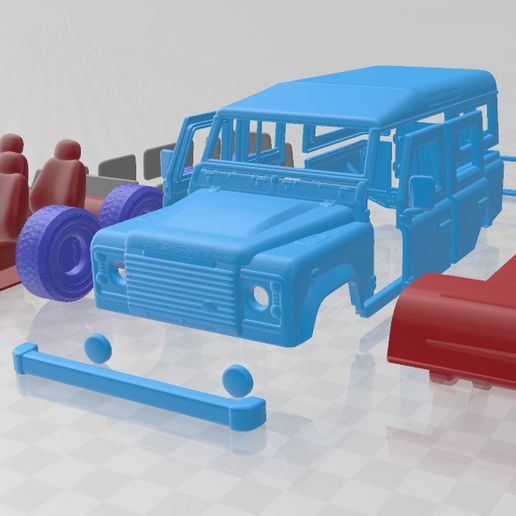 Land Rover Defender 110 Station Wagon – STL SUV Model with Multiple Separate Parts