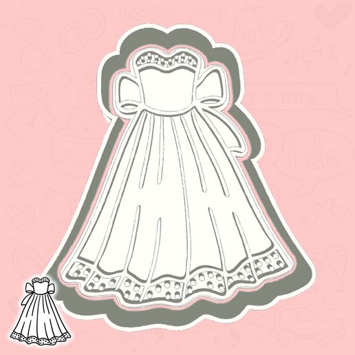 Wedding Day cookie cutters - wedding dress (style 2)