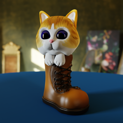 Puss-in-boot-render-2.png Fichier STL Le Chat botté・Objet imprimable en 3D à télécharger