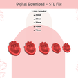 strawberry-clay-cutter-2.png Cute Strawberry Clay Cutter for Polymer Clay | Digital STL File | Clay Tools | 5 Sizes Embossing Clay Cutters