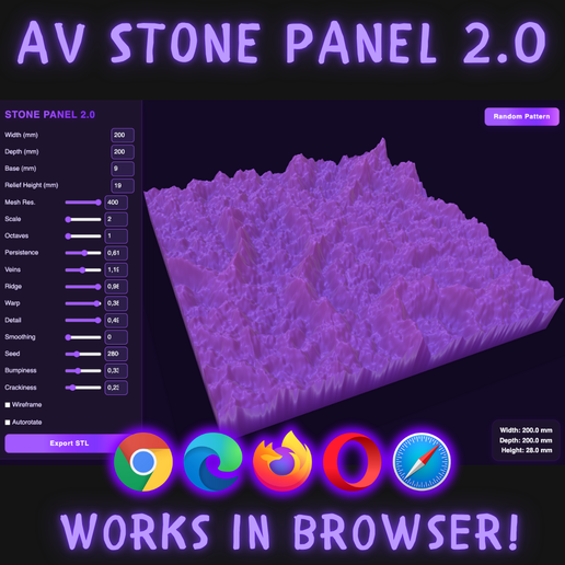STONE PANEL 2.0 - Custom Stone Relief STL Generator