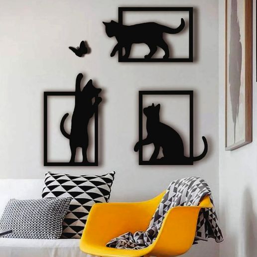 Playing Cats - Wall Decor 3D model