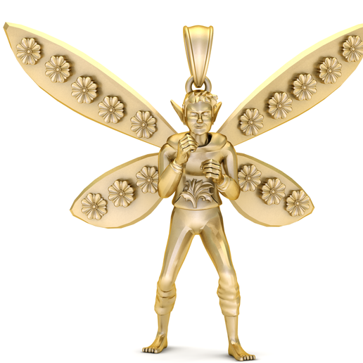 Golden Fairy Guardian Pendant - 3D model önizlemesi