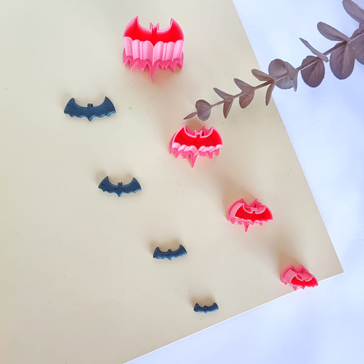 Bat cutter for polymer clay. Halloween. Pack of 4 3D model